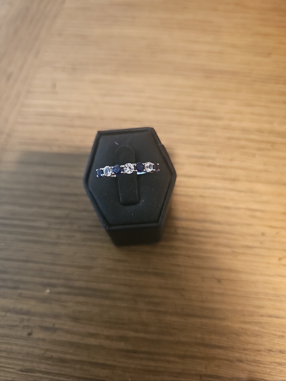 Sterling Silver Blue & Clear CZ Anniversary Ring Size 7